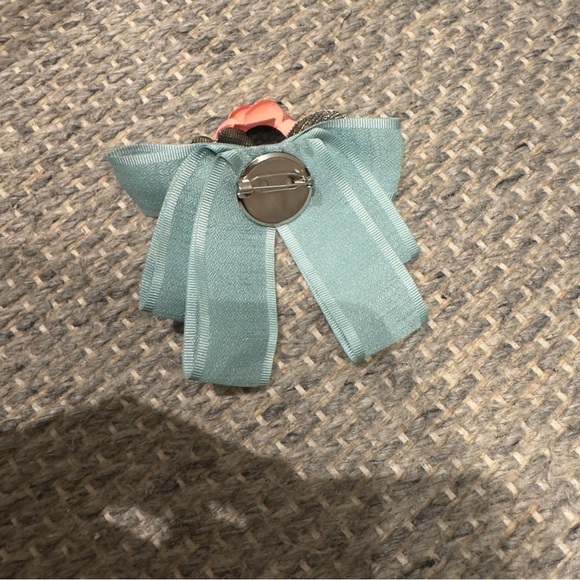 Blue Bow with Pink Flower Accent Pin Kids - Picture 3 of 5